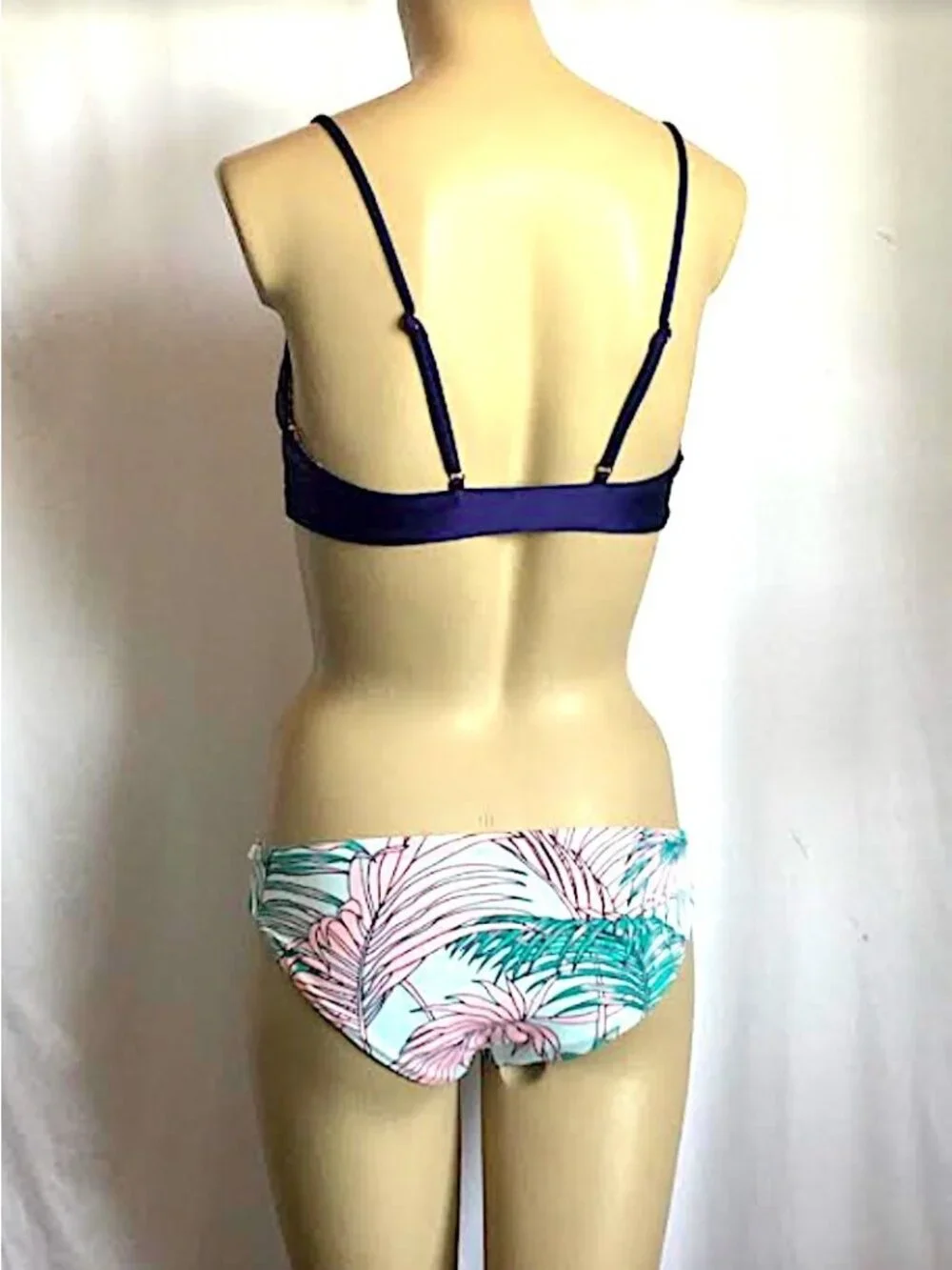 Maaji  Navy Lace up Top 4-way Reversible Small Bikini Set + gift  Womens